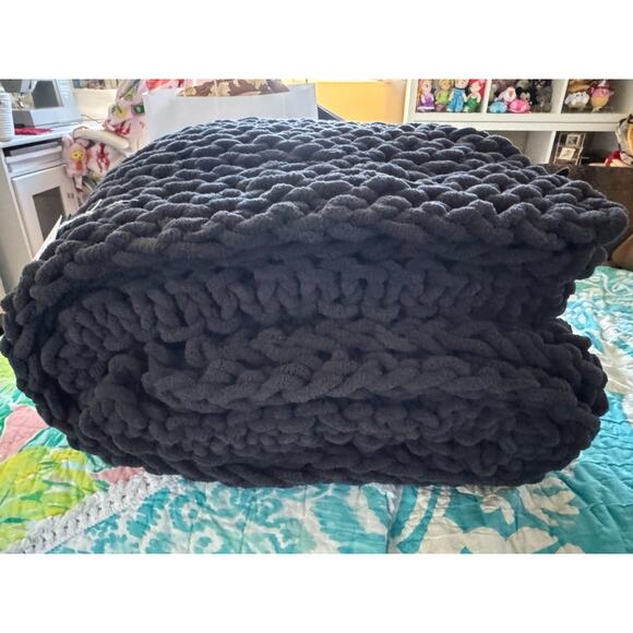Urban Outfitters Jete Chunky Blanket NWT Charcoal Gray Chunky knit - Picture 7 of 8